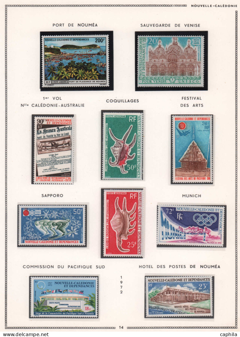 - NOUVELLE-CALEDONIE PA + BF ..., 1932/1974, XX, X, sur feuilles Moc, en pochette - Cote : 1720 €
