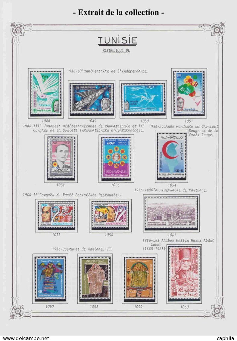 - TUNISIE, 1982/2014, XX, n° 960/1737 (sauf 10 valeurs) + BF 27/47, sur feuilles Yvert - Cote : 1570 €