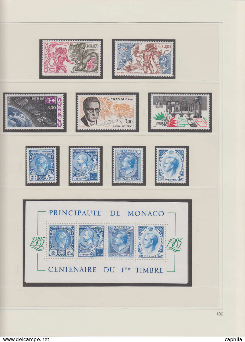 - MONACO, 1984/1991, XX, n° 1405/1809 + PA 1 + BF 27/54 + Préo 82/113 + T 71/86, en album Safe - Cote : 1700 €