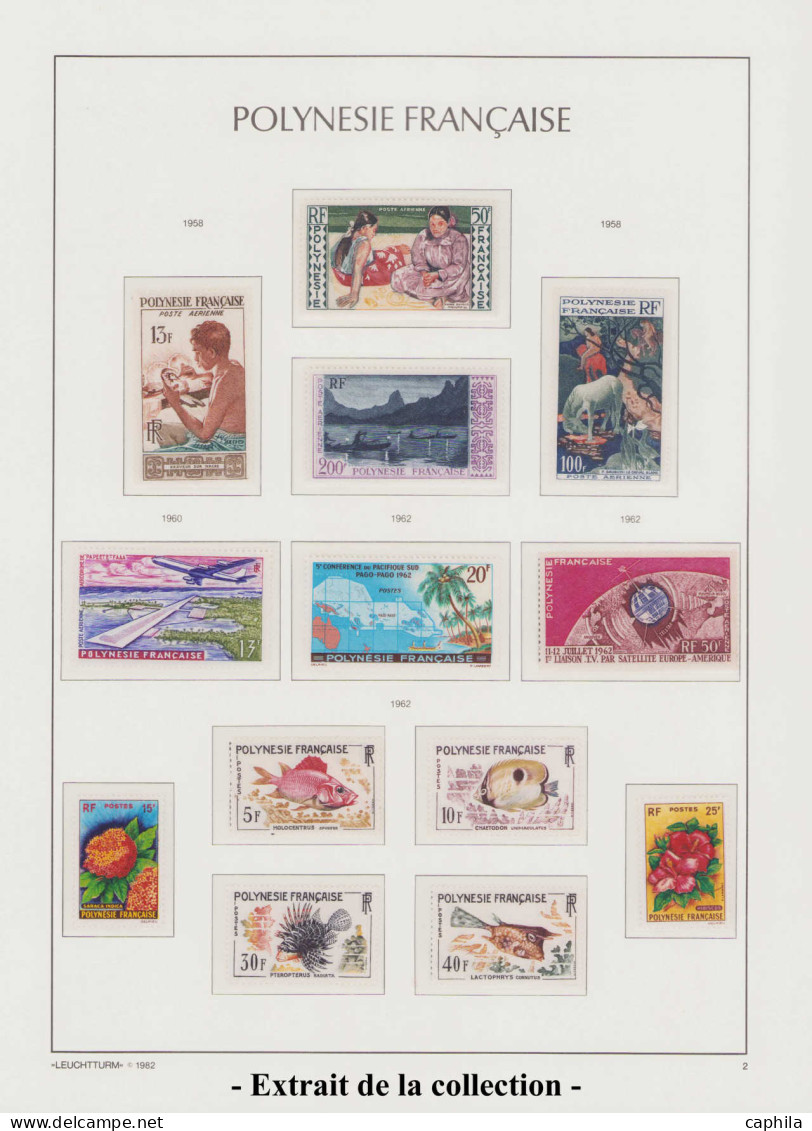 - POLYNESIE, 1958/2020, XX, N° 1/1245 + A 1/198 + Bf 1/52 + S 1/28 + T 1/9, Complet, En 2 Albums Leuchtturm - Cote : 800 - Collections, Lots & Séries