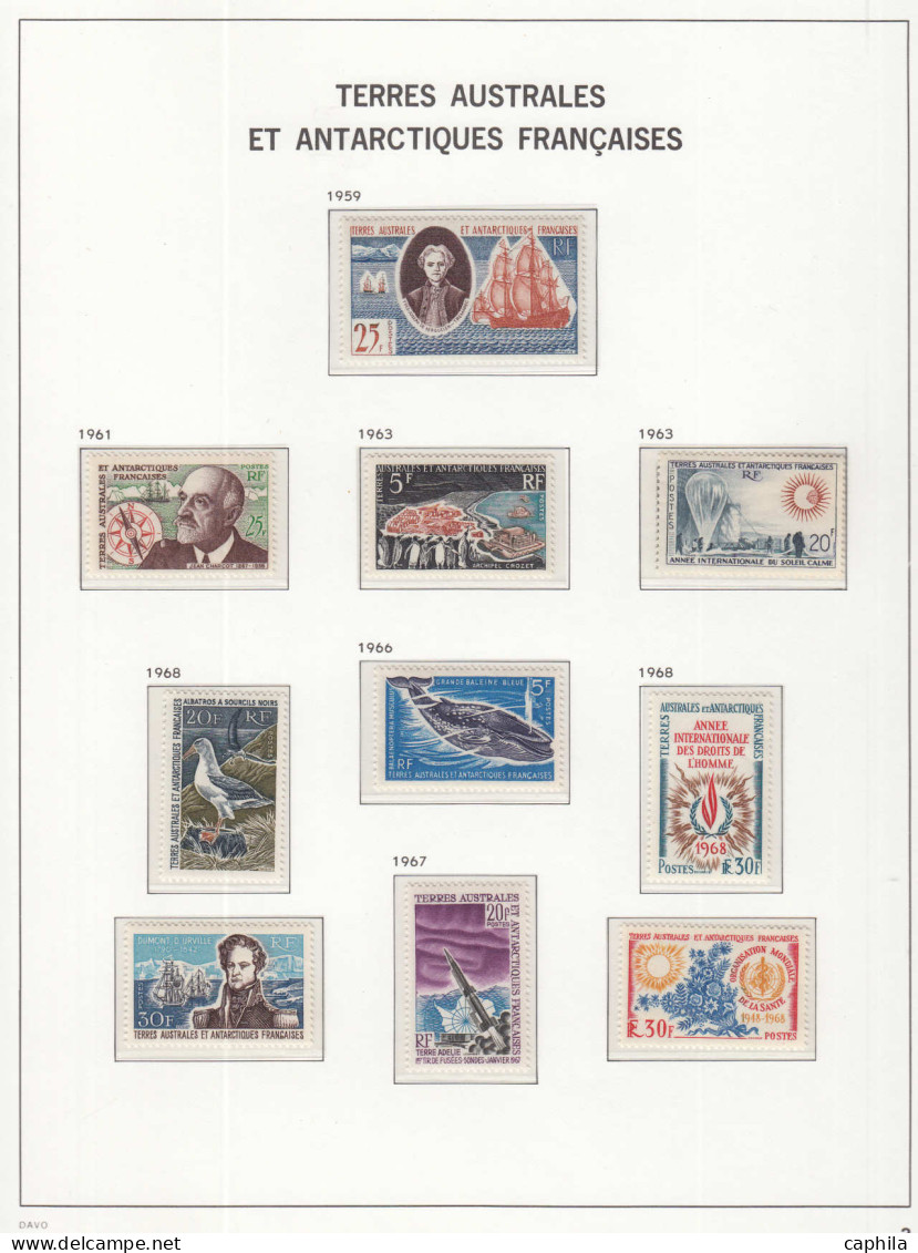- TERRES AUSTRALES, 1955/1999, XX, N° 1/247A+A1/24+BF1/2, En Album Davo Et Feuilles Safe - Cote : 5880 € - Collections, Lots & Series