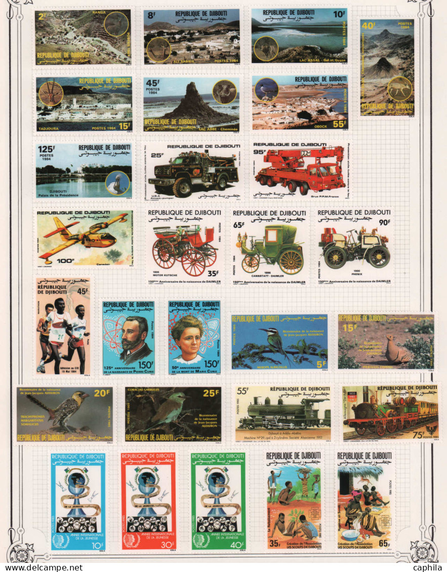 - DJIBOUTI, 1977/1991, X, n° 445/681 + A112/248 + BF 2/7, en pochette - Cote : 1220 €
