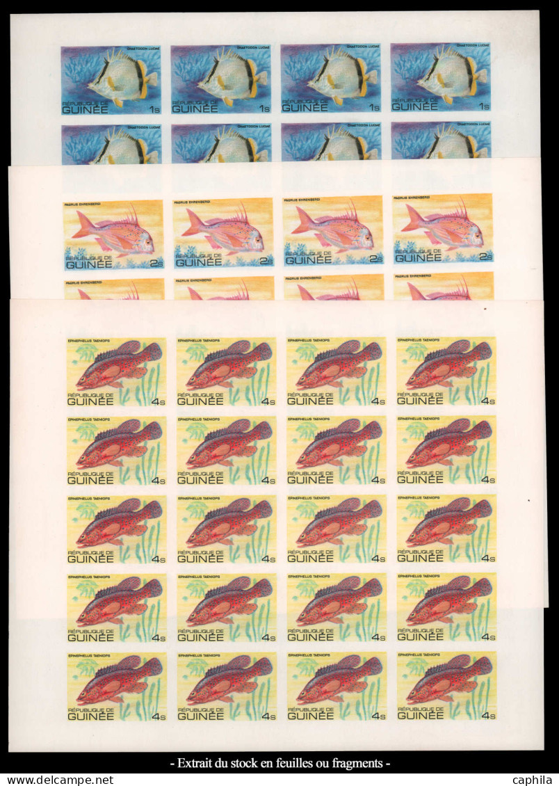 - GUINEE, 1967/1983, XX, collection de non dentelés, en feuilles ou fragments, en enveloppe, cote dentelés: 4800 €