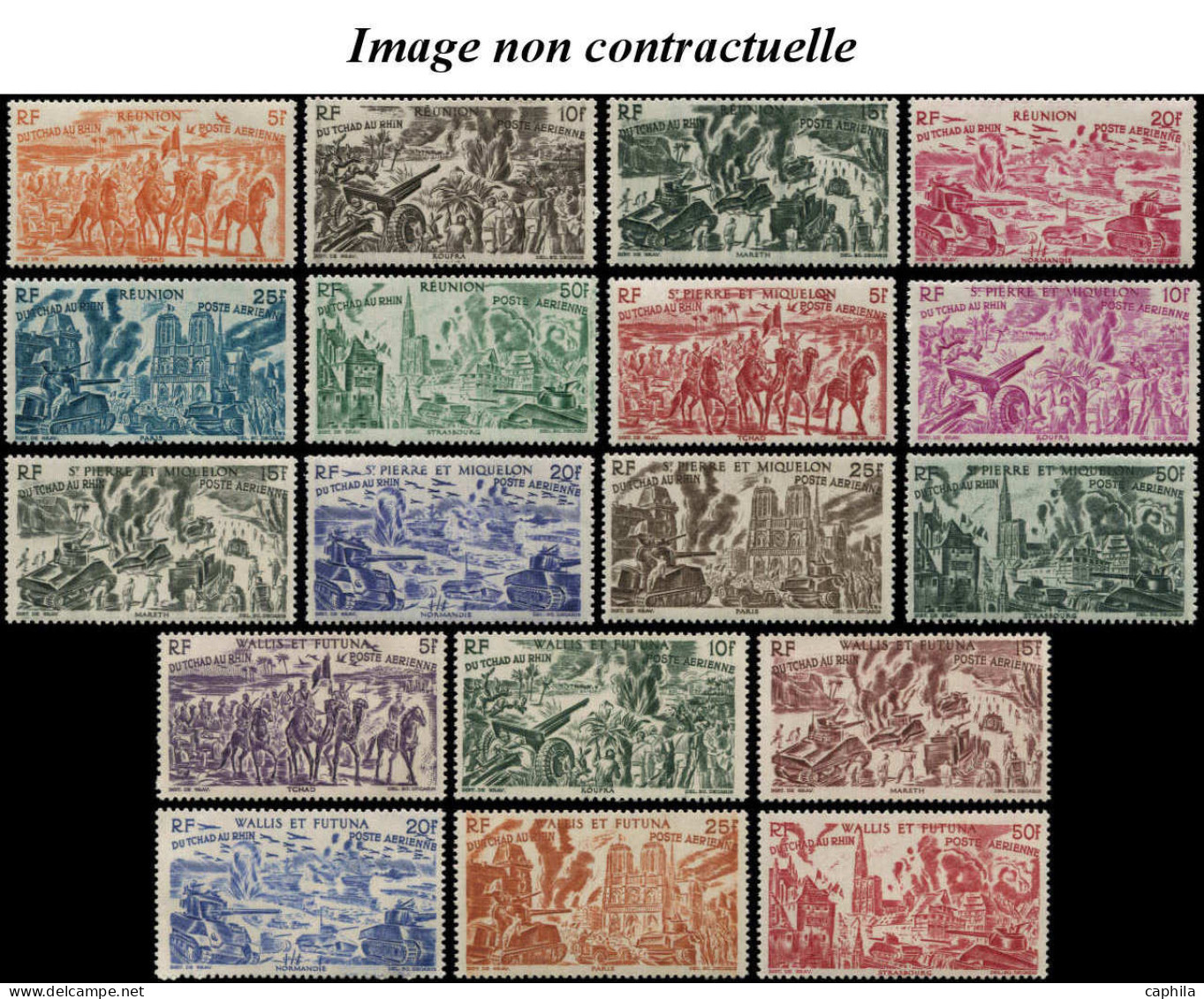 - COLONIES SERIES PA, 1946, XX, Tchad au Rhin, complet 90 valeurs - Cote : 274 €
