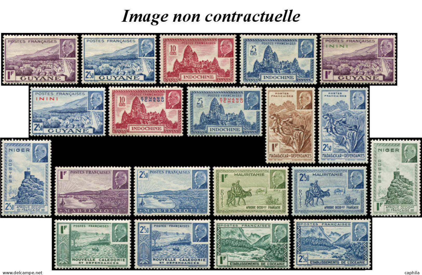 - COLONIES SERIES, 1941, XX, Pétain, Complet 48 Valeurs - Cote : 78 € - 1941 Série Maréchal Pétain
