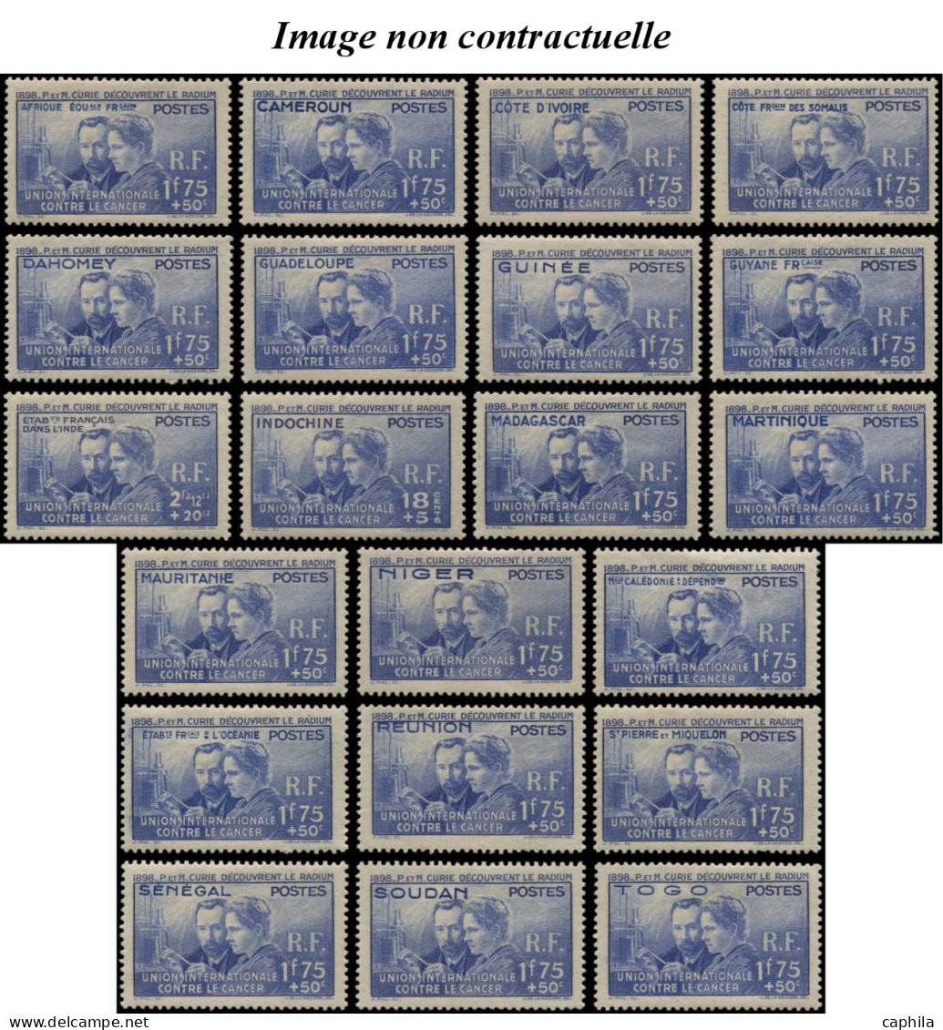 - COLONIES SERIES, 1938, XX, Pierre Et Marie Curie, Complet 21 Valeurs - Cote : 642 € - 1906-08 Palmiers – Faidherbe – Ballay