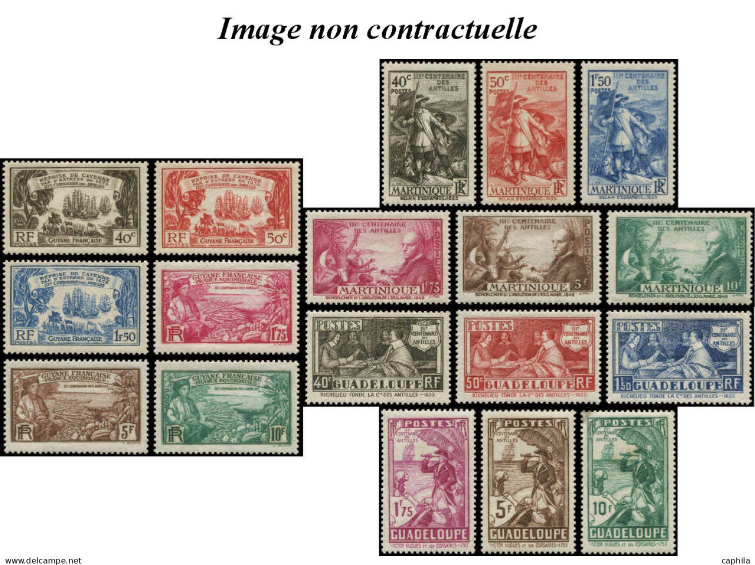 - COLONIES SERIES, 1935, XX, Tricentenaire Des Antilles, Complet 18 Valeurs - Cote : 336 € - Ohne Zuordnung