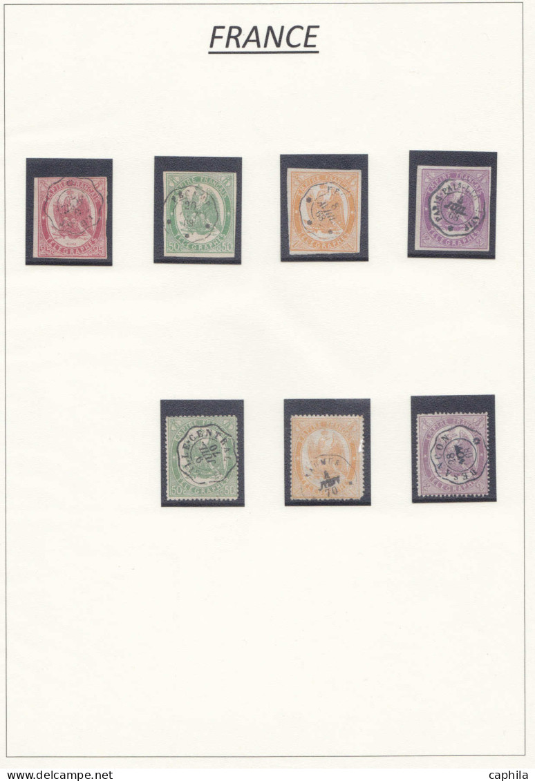FRANCE - TELEGRAPHE, 1868, Oblitérés, N° 1/4 + 6/8, En Pochette - Cote : 926 € - Zeitungsmarken (Streifbänder)
