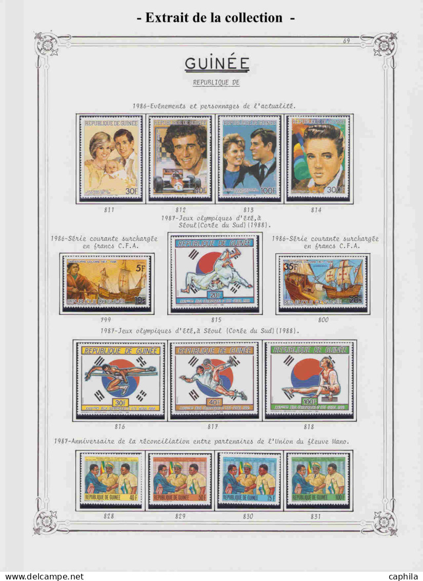 - GUINEE, 1983/2008, XX, entre le n° 703 et 3311, sur feuilles Yvert, en 2 boites - Cote : 9200 €