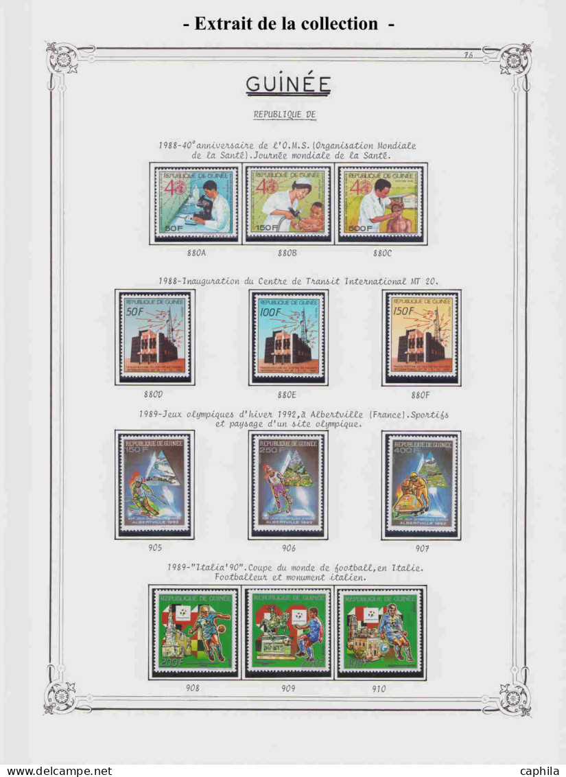 - GUINEE, 1983/2008, XX, entre le n° 703 et 3311, sur feuilles Yvert, en 2 boites - Cote : 9200 €