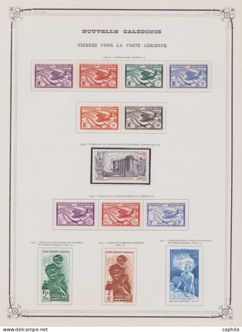 - NOUVELLE-CALEDONIE, 1881/1958, X, sur feuilles Yvert, dont complet n°36/289 + PA 1/72 + BF 1, en pochette - Cote : 776