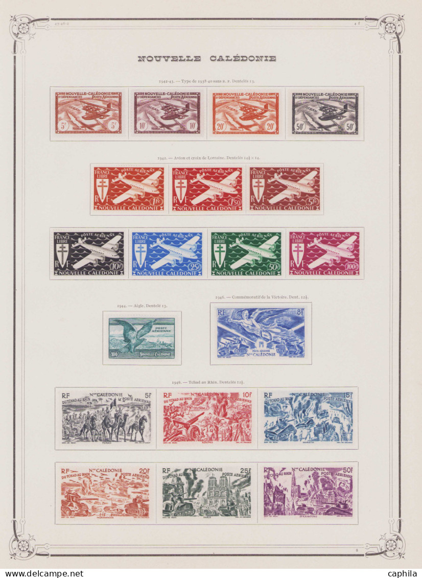 - NOUVELLE-CALEDONIE, 1881/1958, X, sur feuilles Yvert, dont complet n°36/289 + PA 1/72 + BF 1, en pochette - Cote : 776