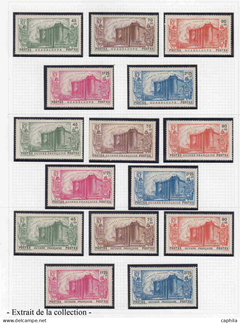 - COLONIES SERIES, 1906/1956, X, complet dont Palmiers, Révolution…, en 2 albums Davo - Cote : 10800 €