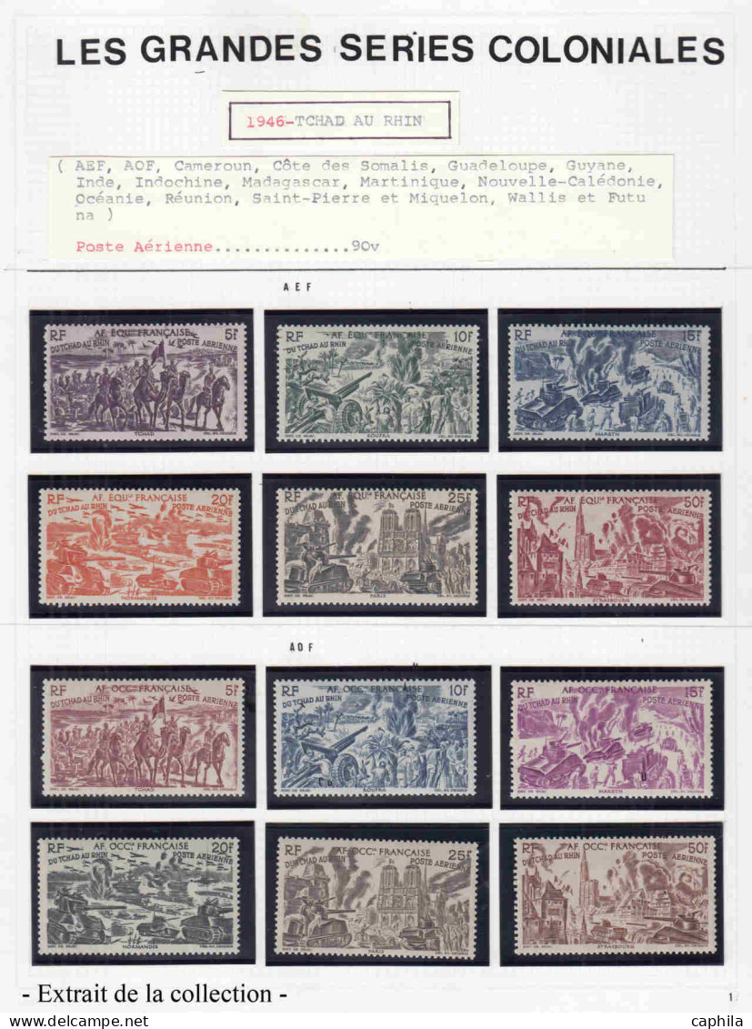 - COLONIES SERIES, 1906/1956, X, complet dont Palmiers, Révolution…, en 2 albums Davo - Cote : 10800 €