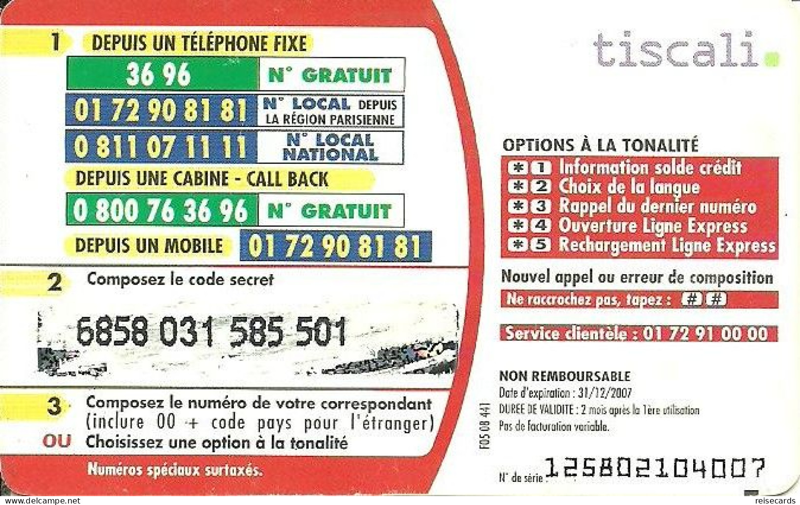 France: Prepaid Tiscali - Leader Com No 1 - Other & Unclassified