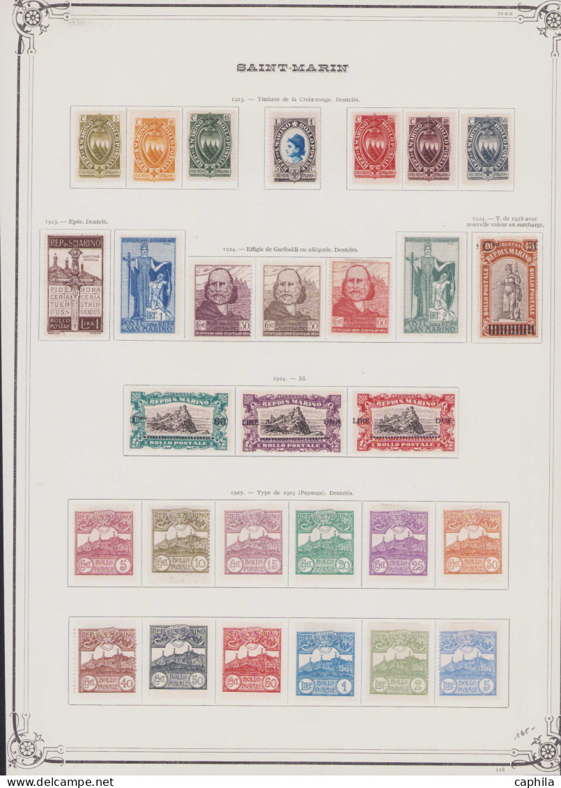 - SAINT MARIN, 1877/1936, X, (X), 2 Ex. Oblitérés, N°1/208 (sauf 3A - 8A - 48), En Pochette - Cote : 11700 € - Colecciones & Series