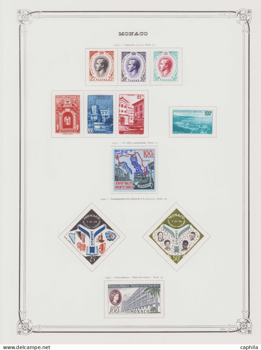 - MONACO, 1885/1978, X, n°1/1140 (sauf 43) + PA 1/99 + BF 1/14 + Préo 1/45 + T 1/55, en album Yvert - Cote : 24000 €