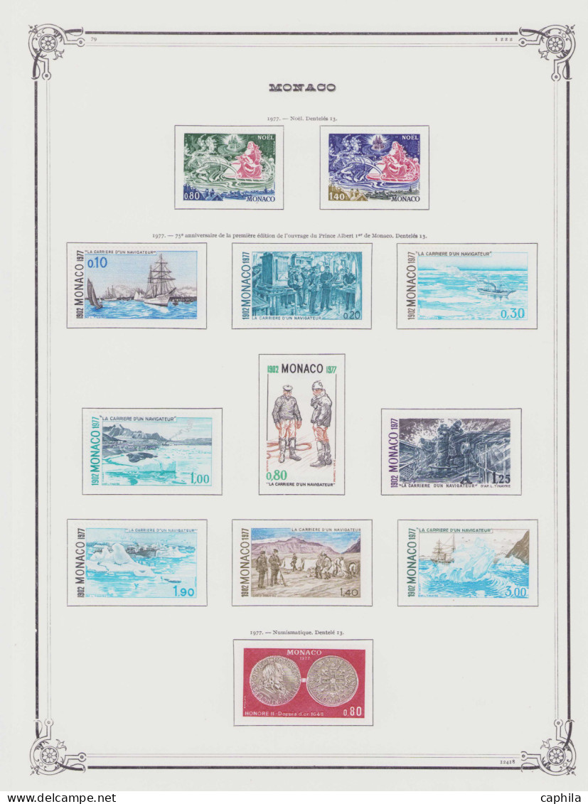 - MONACO, 1885/1978, X, n°1/1140 (sauf 43) + PA 1/99 + BF 1/14 + Préo 1/45 + T 1/55, en album Yvert - Cote : 24000 €