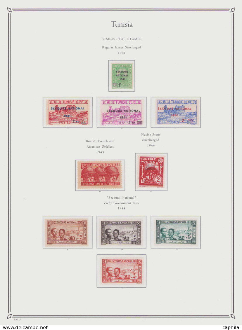 - TUNISIE, 1888/1955, XX (sauf 1/28 = X), n°1/401 + PA 1/21 + CP 1/25, en pochette - Cote : 6800 €