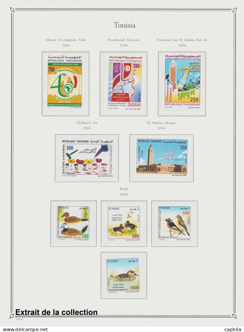 - TUNISIE, 1956/2008, XX, quelques X au début, entre le n°402 et 1627 + PA + BF + T, en 2 volumes - Cote : 1900 €