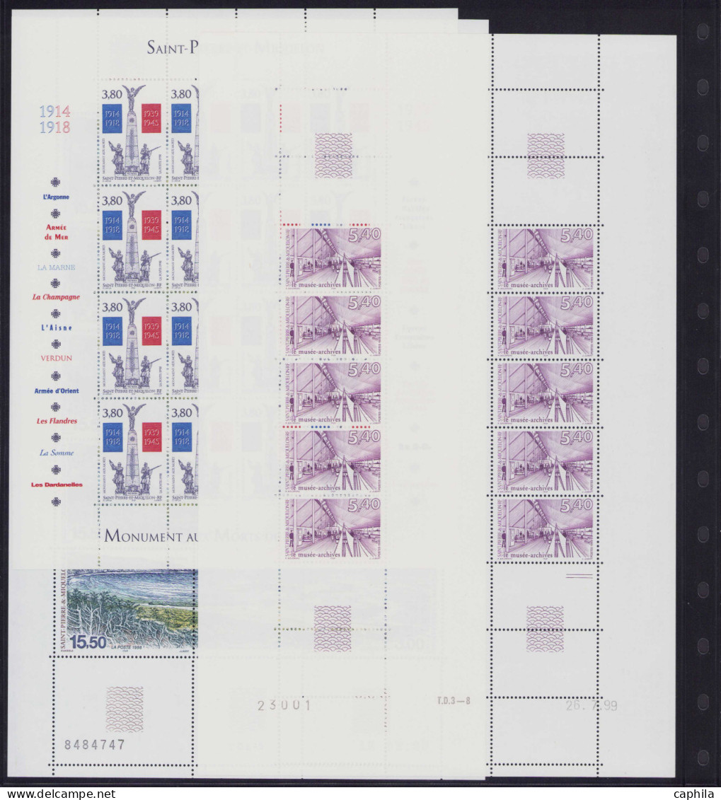 - ST. PIERRE & MIQUELON 1987/2003, XX, entre le n°477 et 797, PA 73 et 80, en feuilles complètes, en pochette - Cote : 2