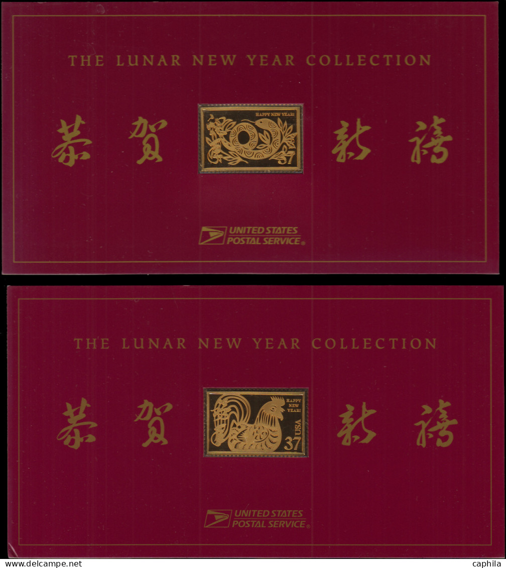 - ETATS-UNIS, "The Lunar Nem York Collection", Ensemble Complet De 12 Timbres Plaqués Or 24 Carats, Prix D'achat = +1000 - Colecciones & Lotes