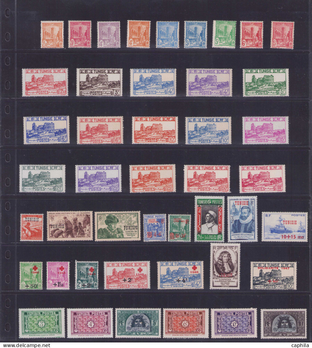 - TUNISIE, 1902/1955, XX, n°28/401 + PA 1/21 + T 37/65 + CP 1/25, en pochette - Cote : 4200 €