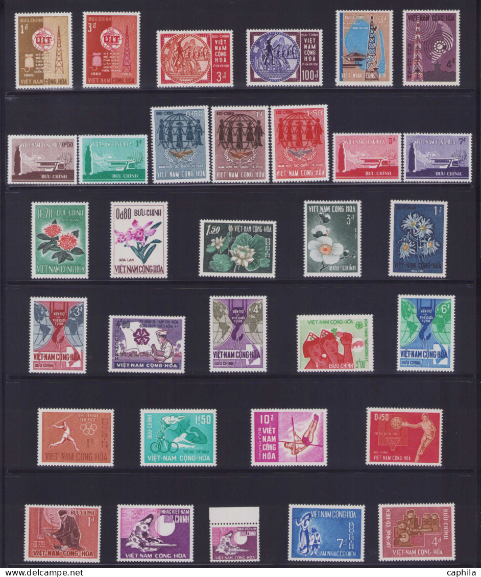 - VIETNAM, 1951/1975, XX, n°1/531 (dont carnets) + PA 1/14 + BF 1/5 + T 1/24 + FM 1/2, en pochette - Cote : 2770 €