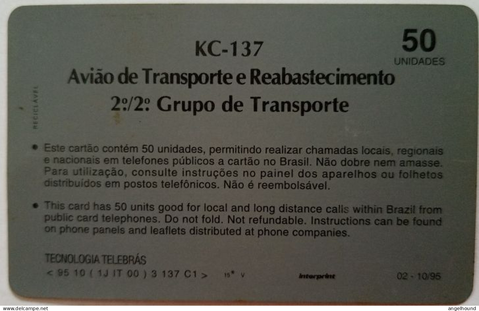 Brazil 50 Units - K 137 Aviao De Transporte E Reabas Tecimento - Brazil