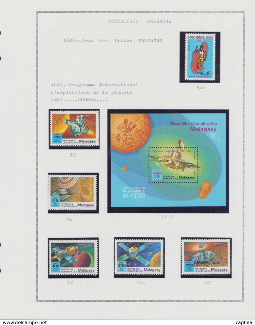 - MADAGASCAR, 1988/1990, XX, quasi complet, entre le n° 838 et 993 + et BF 44 et 66, en pochette - Cote : 470 €