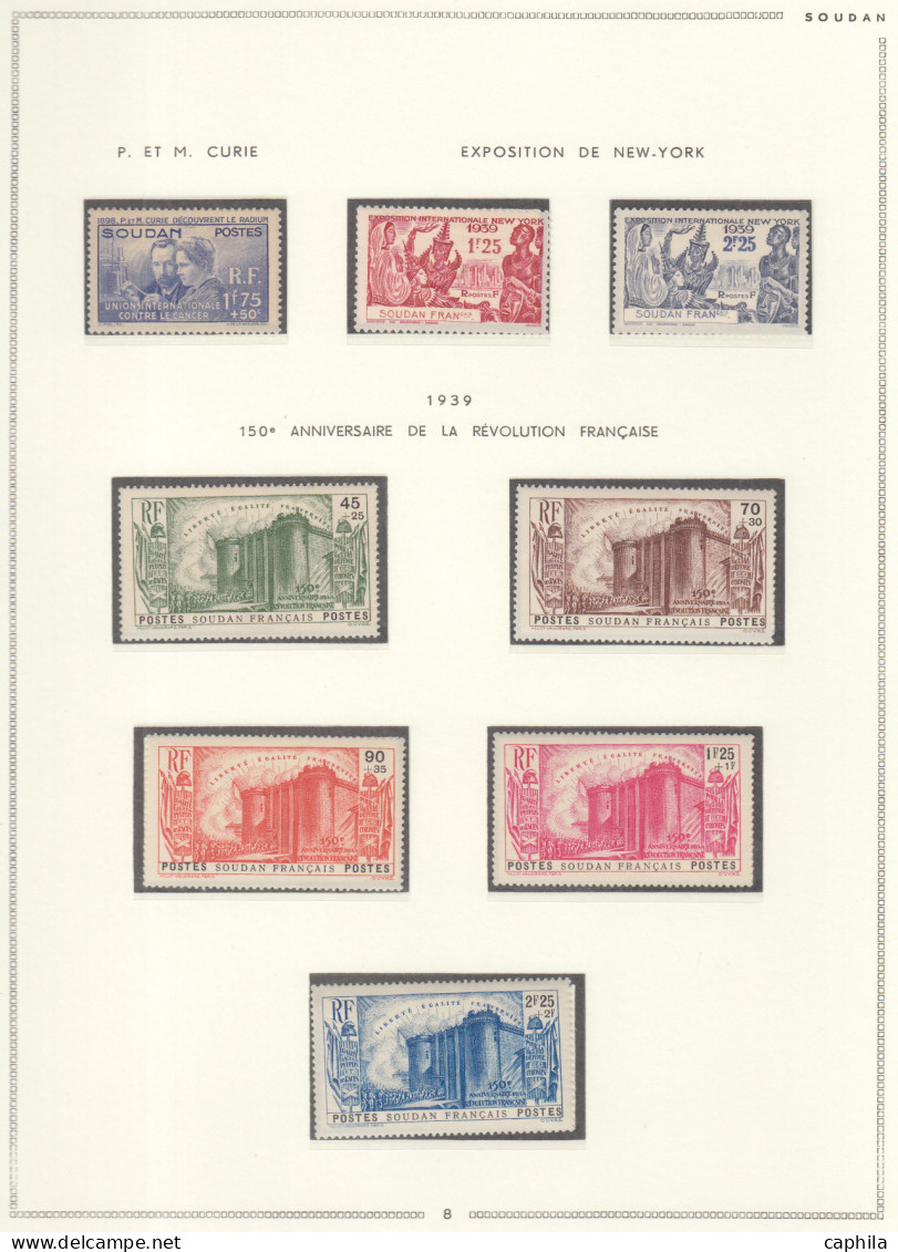 - SOUDAN FRANCAIS, 1894/1944, X, n° 3/134 + Pa 1/17 + BF 1 + T 1/20, en pochette - Cote : 930 €