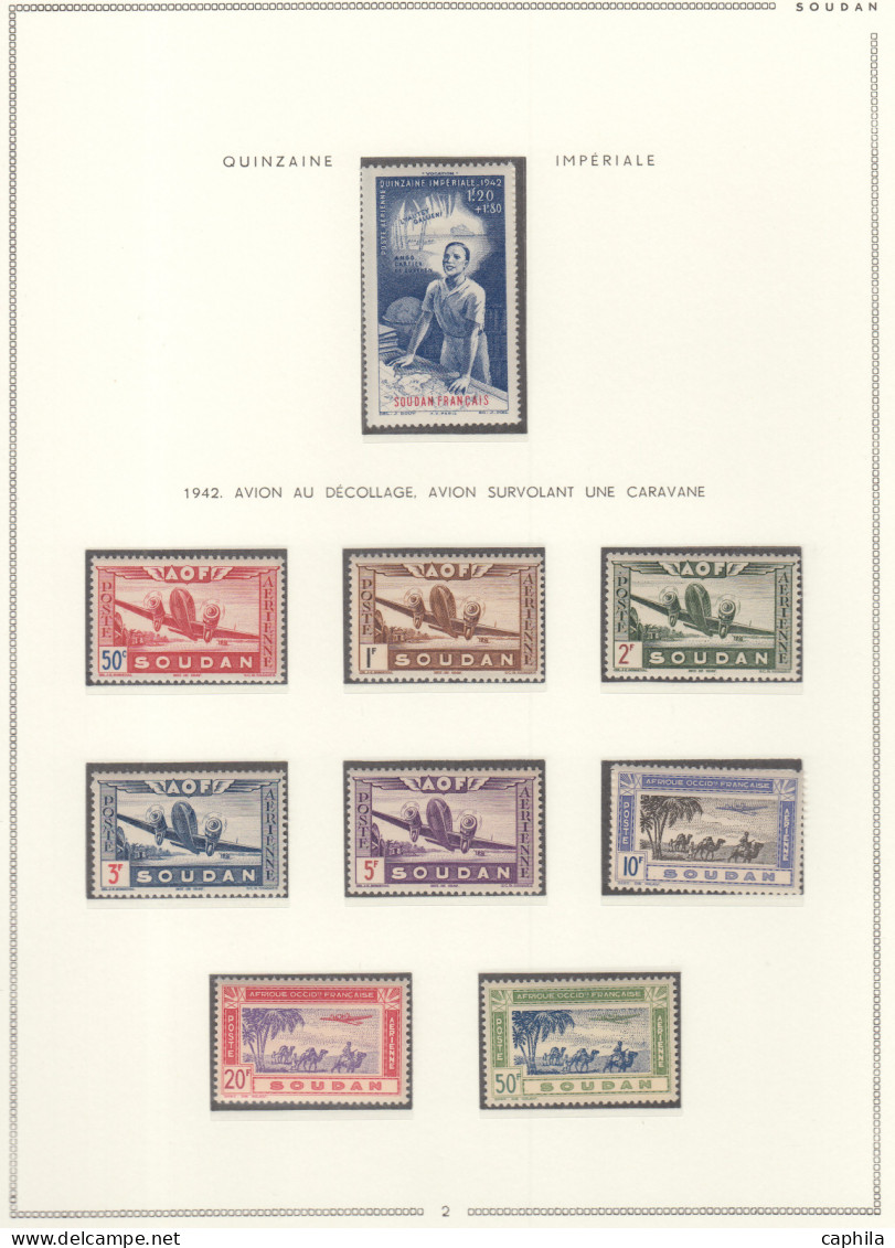 - SOUDAN FRANCAIS, 1894/1944, X, n° 3/134 + Pa 1/17 + BF 1 + T 1/20, en pochette - Cote : 930 €