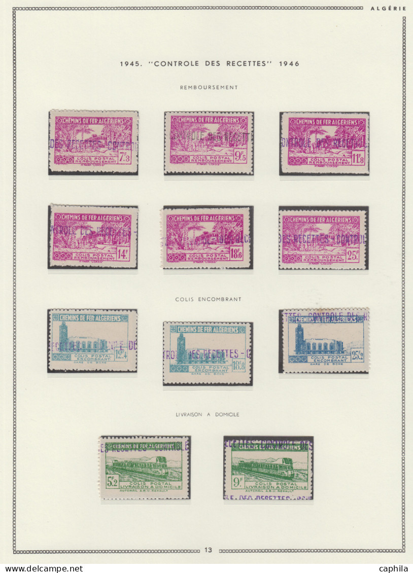 - ALGÉRIE COLIS POSTAUX, 1899/1949, XX, X, sur feuilles Moc, en pochette - Cote : 3000 €