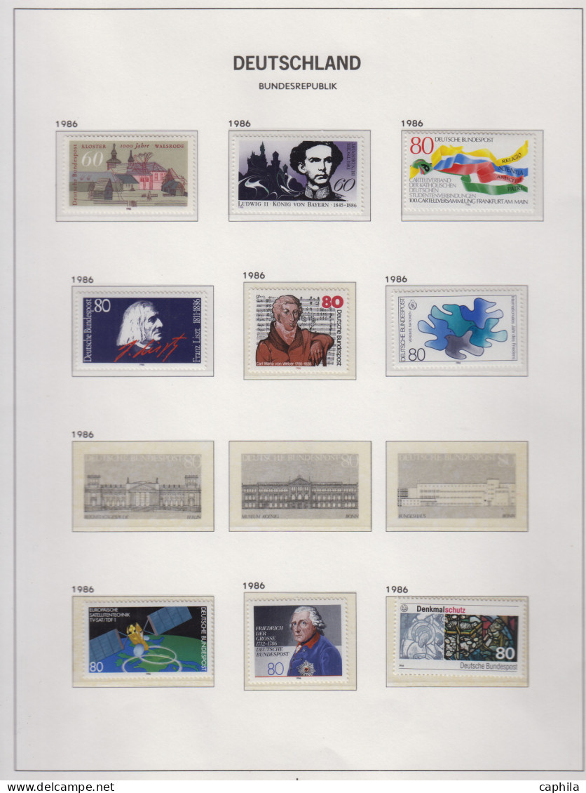 - ALLEMAGNE FEDERALE, 1949/1986, XX, (3 + 9/24 + 52 + 71A/B *), en album Davo - Cote : 5000 €