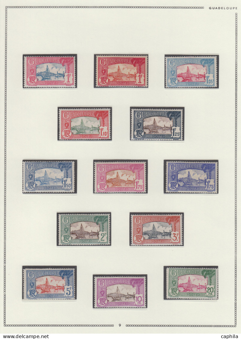 - GUADELOUPE, 1884/1947, X, quelques Obl et XX, n° 1/213 (sauf 13 et 54) + PA 1/15 + BF 1 + T 4/50 (sauf 14)