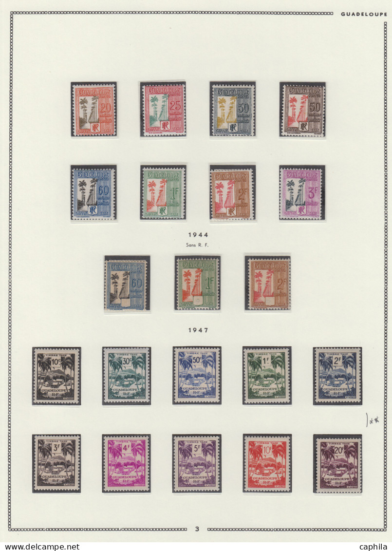 - GUADELOUPE, 1884/1947, X, quelques Obl et XX, n° 1/213 (sauf 13 et 54) + PA 1/15 + BF 1 + T 4/50 (sauf 14)