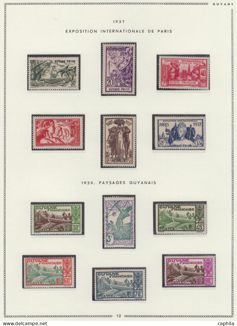 - GUYANE, 1887/1947, X, quelques Obl., n° 3/6 + 8/10 + 13/217 + PA 11/37 + T 1/31 + BF 1, sur feuilles Moc, en pochette 
