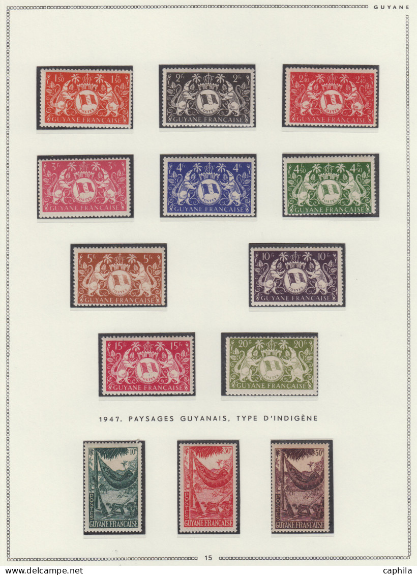 - GUYANE, 1887/1947, X, quelques Obl., n° 3/6 + 8/10 + 13/217 + PA 11/37 + T 1/31 + BF 1, sur feuilles Moc, en pochette 