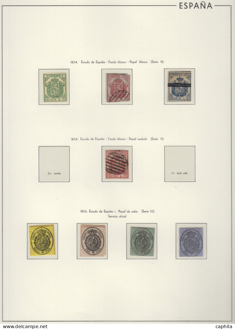 - ESPAGNE, 1850/1948, XX, X, Obl., Avant 1900 Non Coté (dont Réimpression), En Album Leuchtturm - Cote : 8600 € - Collections