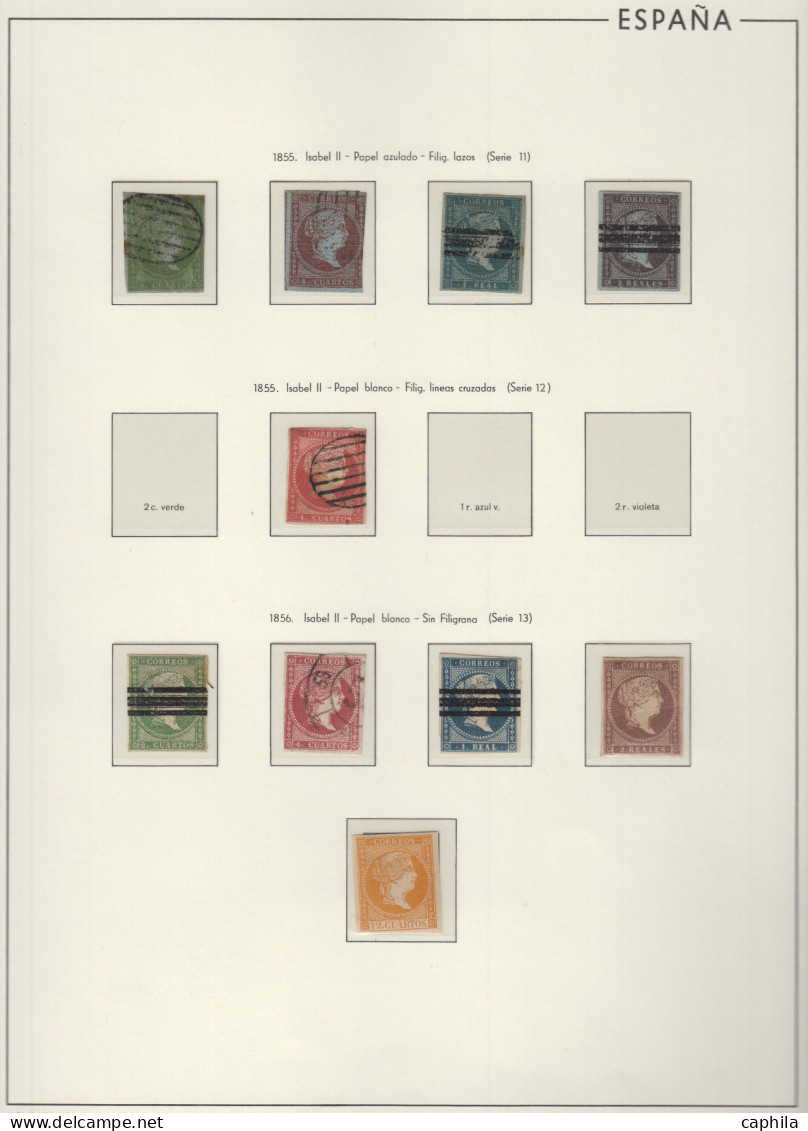 - ESPAGNE, 1850/1948, XX, X, Obl., Avant 1900 Non Coté (dont Réimpression), En Album Leuchtturm - Cote : 8600 € - Colecciones