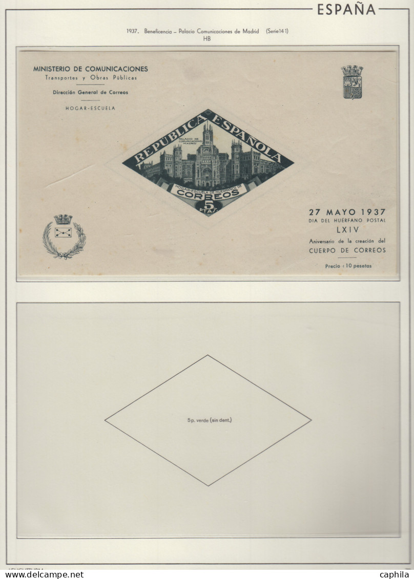 - ESPAGNE, 1850/1948, XX, X, obl., avant 1900 non coté (dont réimpression), en album Leuchtturm - Cote : 8600 €