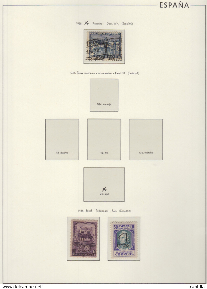 - ESPAGNE, 1850/1948, XX, X, obl., avant 1900 non coté (dont réimpression), en album Leuchtturm - Cote : 8600 €