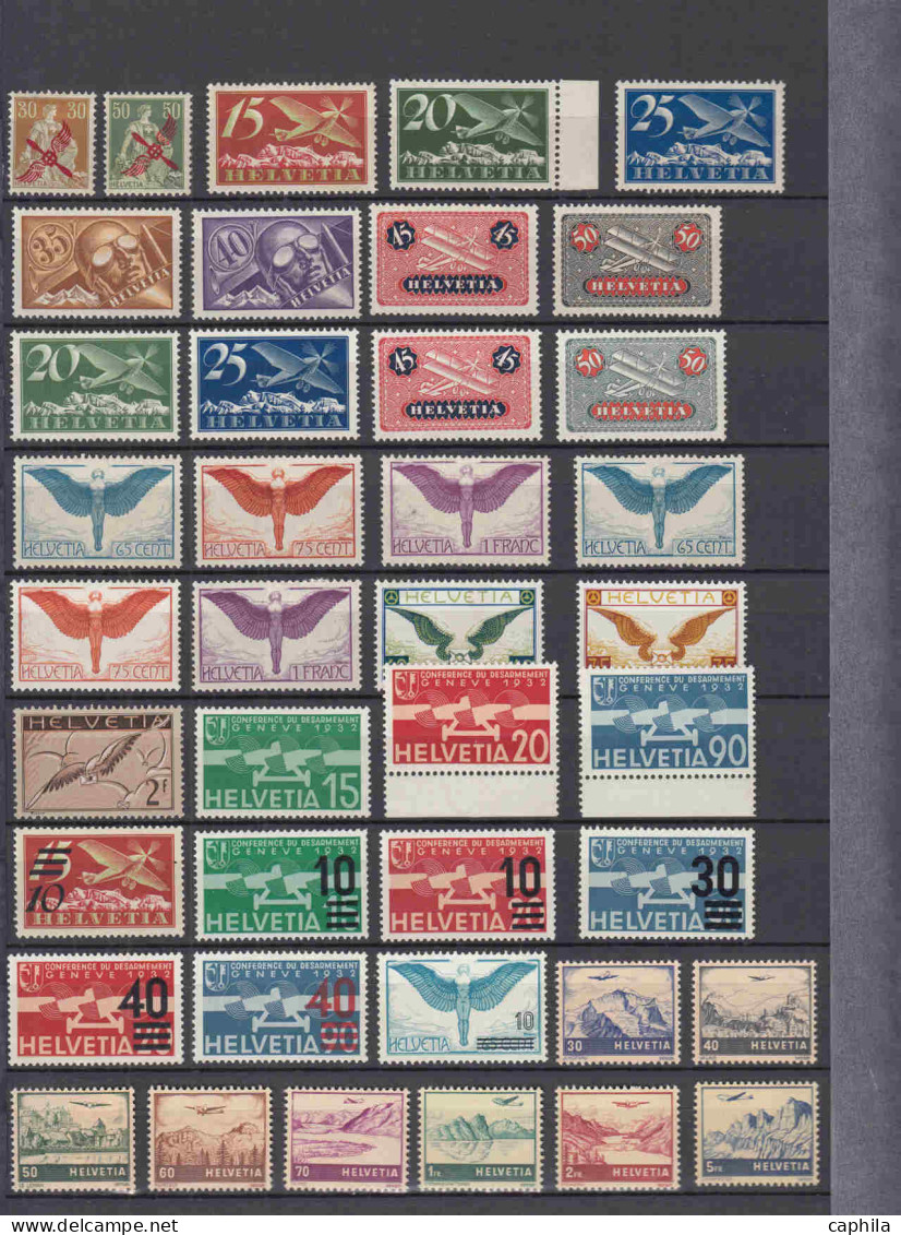 - SUISSE, 1862/1944, XX, X, dont complet n° 143/402 + BF 1/10 + PA 1/25 + 27/39, en pochette - Cote : 11700 €