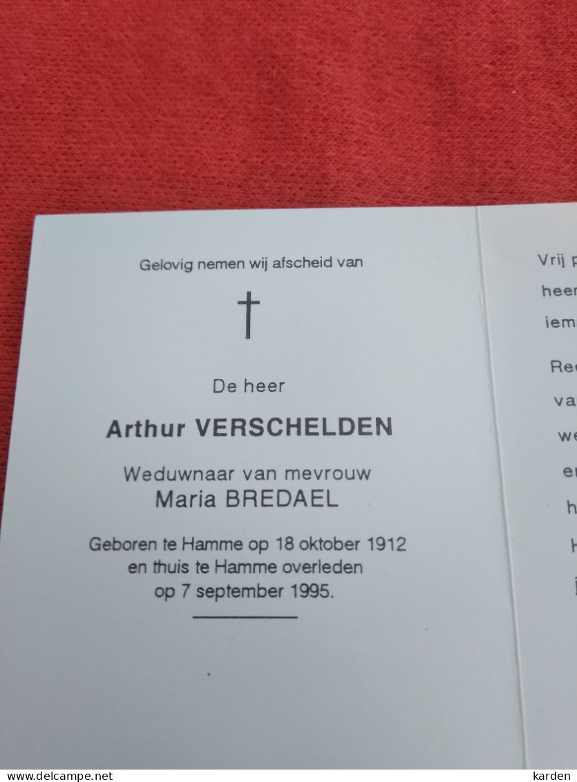 Doodsprentje Arthur Verschelden / Hamme 18/10/1912 - 7/9/1995 ( Maria Bredael ) - Godsdienst & Esoterisme