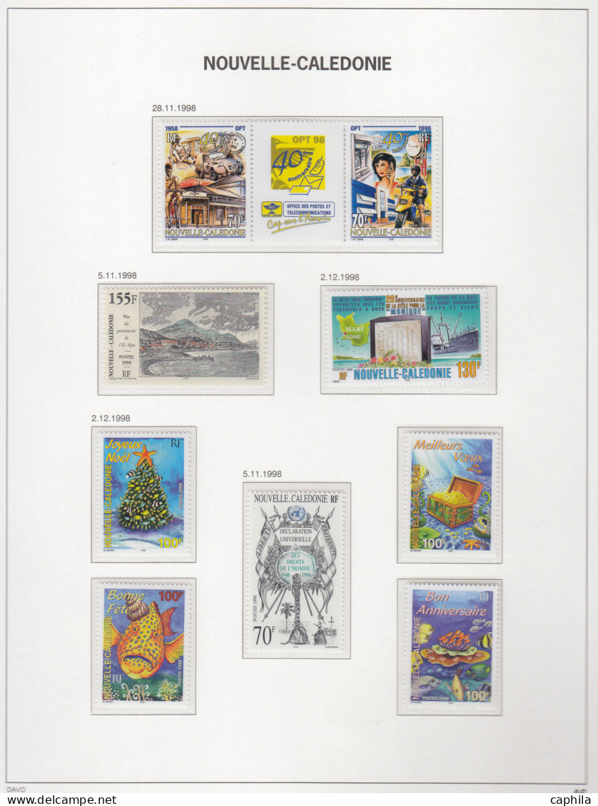 - NOUVELLE-CALEDONIE, 1959/2003, XX, n° 291/909 +A 66/349 +BF2/29 + S1/41+T en 2 albums Davo - Cote : 4660 €