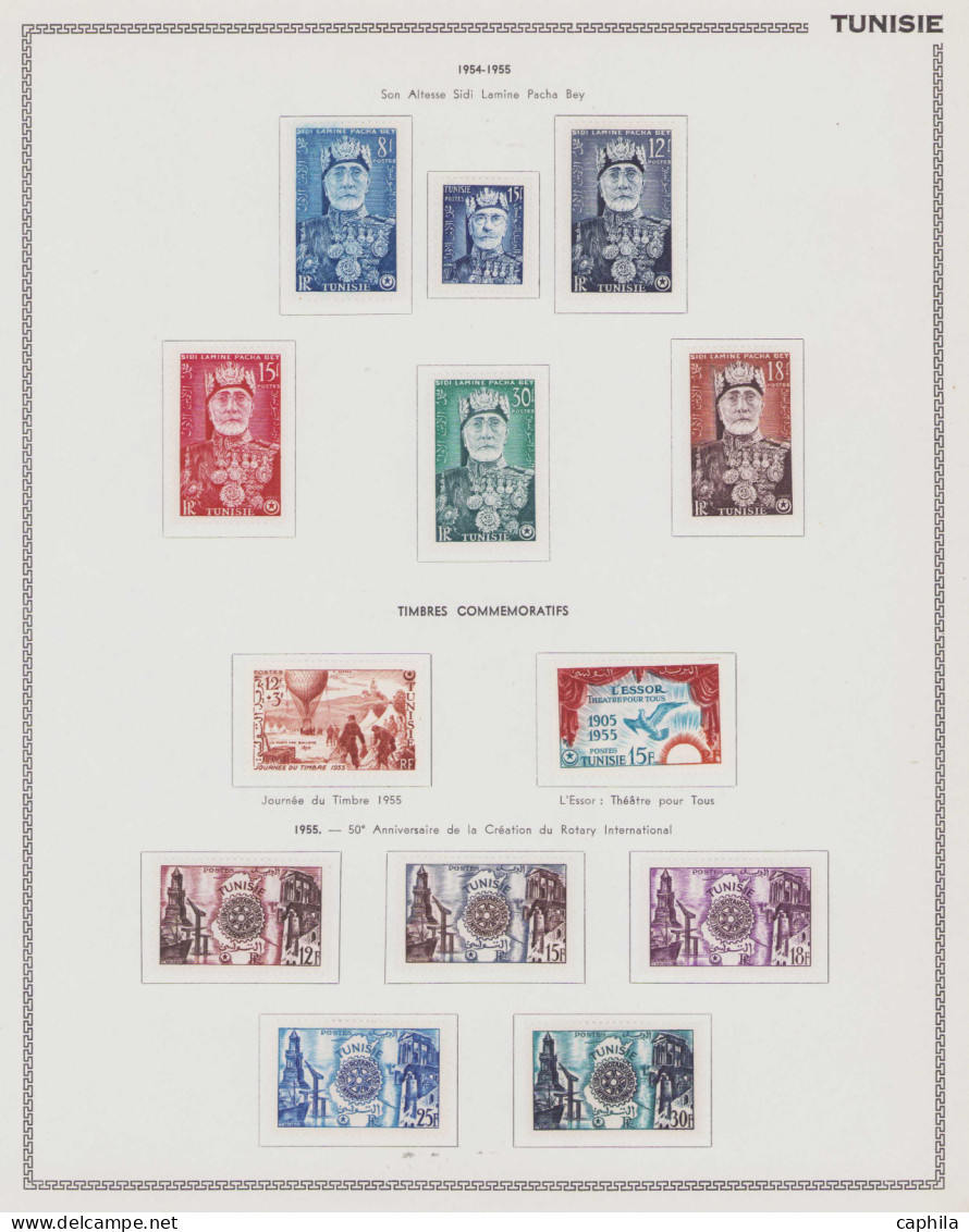 - TUNISIE, 1888/1955, X, n° 1/401 (sf 8+20/1) + Pa 1/21 + Taxe + Préo, en pochette - Cote : 4000 €