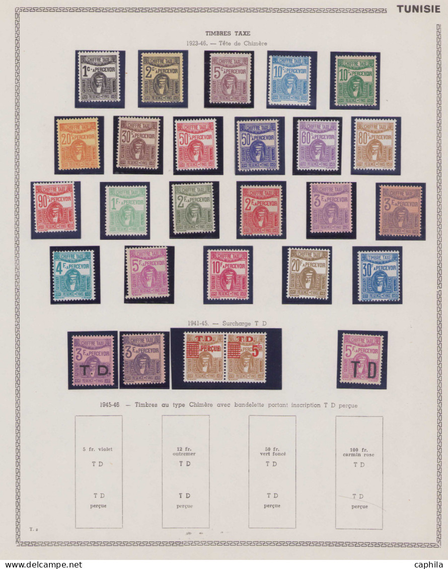 - TUNISIE, 1888/1955, X, n° 1/401 (sf 8+20/1) + Pa 1/21 + Taxe + Préo, en pochette - Cote : 4000 €