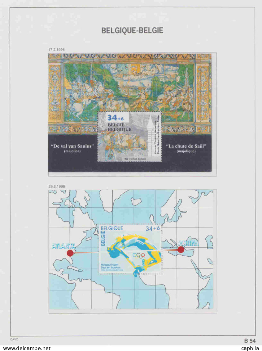 - BELGIQUE, 1996/2002, XX, n° 2627/3134 (sf 2875 et 2963A) + Bf 71/92, en album Davo - Cote : 1350 €