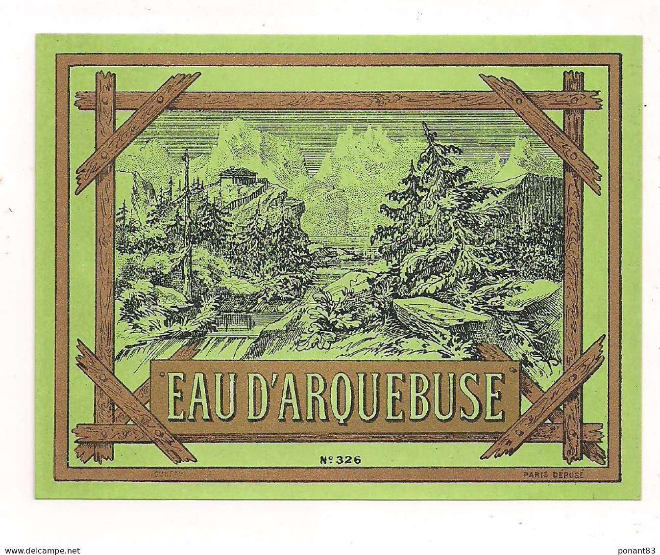 Etiquette D' Eau D'Arquebuse  - étiquette Ancienne En Chromo-litho  Imprimeur Jouneau - - Alkohole & Spirituosen