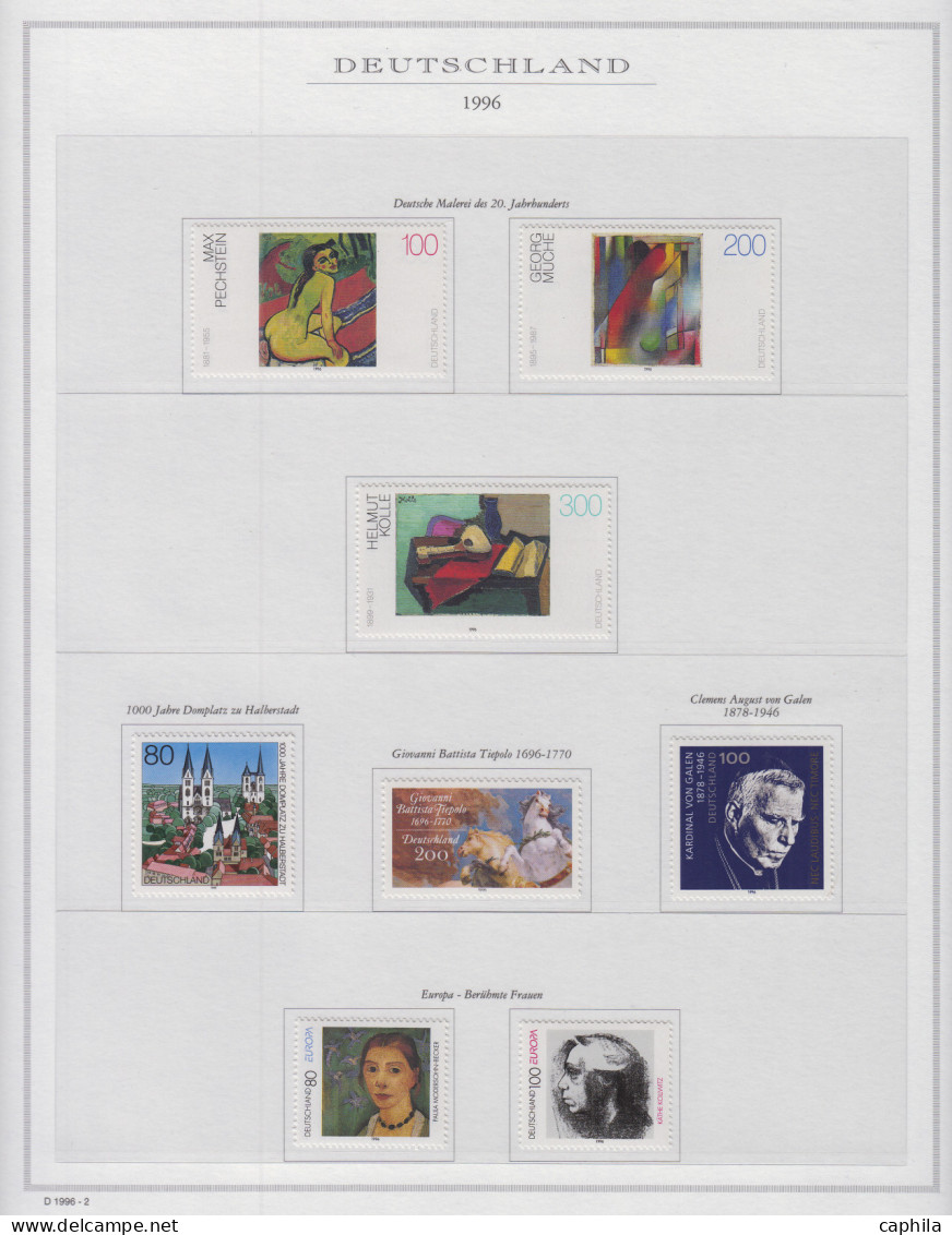 - ALLEMAGNE FÉDÉRALE, 1996/2006, XX, N°1666/2398 (sauf 2079A - 2135A) + BF 34/67 (sauf 56A), En Album Marini - Cote : 21 - Sammlungen